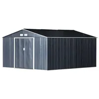 Outsunny Gerätehaus Geräteschuppen Gartenhaus Schuppen Metall, Kohlegrau