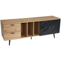 FineBuy FB100039 Lowboard 150 cm Schwarz/Braun Metall/MDF/Spanplatte