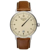 Bauhaus 2042-5 Herrenuhr Beige Lederband Braun 40 mm