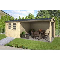 Lasita Maja Gartenhaus »Ivana«, Blockbohlenhaus 28mm Anbau, Fundamentmass 230+340x2750,