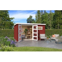 Lasita Maja Gartenhaus »Augusta«, Blochbohlenhaus 28mm, Fundamentmass 3800x2300, Schwedenrot,