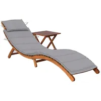 VidaXL Sonnenliege mit Tisch und Auflage Massivholz Akazie