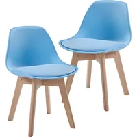 [en.casa] Kinderstuhl - Kindertisch, Elvdal 2er Set gepolstert Himmelblau