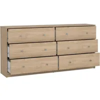 VCM Maria Kommode breit mit 6 Schubladen, hell walnuss.