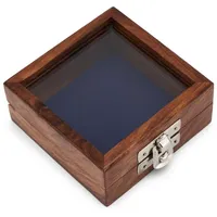 Nklaus Holzbox mit Glasdeckel und Messingverschluss in Silber 8,5x8,5x3,5cm