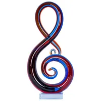 Levandeo Designer Skulptur H35cm Glasskulptur Notenschlüssel Blau Rot Glasfigur