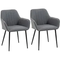 Homcom Esszimmerstuhl Leinen dunkelgrau 2er Set
