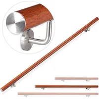 Relaxdays Handlauf Aluminium, Eiche-Optik, 150 cm, Ø 42mm, mit