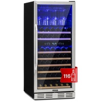 Klarstein Einbau-Weinkühlschrank, 2 Zonen Getränkekühlschrank Klein, Kleiner Weinschrank 306L,