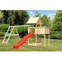 Karibu Spielturm Lotti mit Doppelschaukel, Klettergerüst, Anbau & Rutsche
