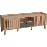 Mendler TV-Rack HWC-M48, Lowboard TV-Schrank, Schiebetür 56x150x40cm beige, Schublade