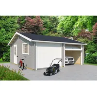 Lasita Maja Doppell-Holzgarage Falkland mit Schwingtor Lichtgrau 575 cm