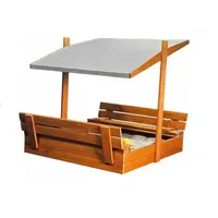 QLS Sandkasten aus Holz mit Sitzbank und Dach grau