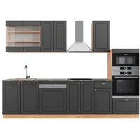 Vicco Küchenzeile Fame-Line 300 cm Anthrazit Landhaus/Goldkraft Eiche