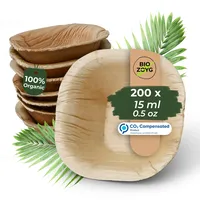 BIOZOYG 200 Stück Dipschälchen 15ml quadratisch Einwegschälchen Palmblattschälchen Snackschälchen,