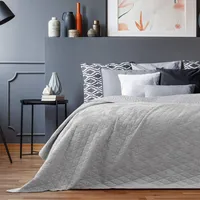 Restilo Tagesdecke 170x210 cm Silber Steppung Velvet Samt Laila