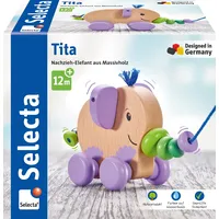 Selecta 52101 Tita, Nachzieh-Elefant, Schiebe-und Nachziehspielzeug aus Holz, 14