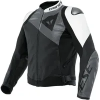 Dainese Sportiva Motorrad Lederjacke, schwarz-grau-weiss, Größe 50 für Männer