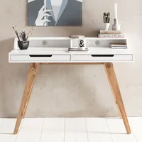 FineBuy Schreibtisch 110x85x60 cm MDF weiß Arbeitstisch Laptoptisch Bürotisch