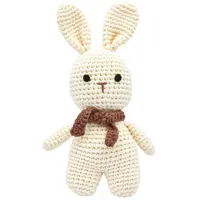 Miniheld Handgestrickter Hase gehäkelt aus Baumwolle Spielzeug 18 cm