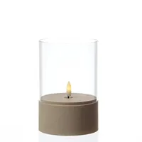 MARELIDA LED Kerze im Glas flackernd Timer H: 15cm