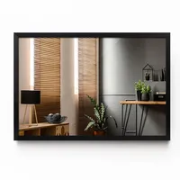 Tulup Spiegel Schwarz, Glas, 100x70x1 cm, Spiegel, Wandspiegel