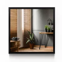 Tulup Spiegel Blaugrau, Schwarz, Glas, 50x50x1 cm, Spiegel, Wandspiegel