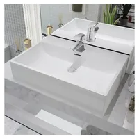 VidaXL Waschbecken mit Hahnloch Keramik Weiß 60,5x42,5x14,5 cm