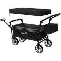 Hauki Bollerwagen faltbar mit Dach und Tasche, Schwarz-Grau, Handwagen