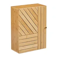 Relaxdays Hängeschrank Bad, Bambus, verstellbare Ablage, variabel montierbare Tür,