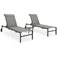 VidaXL Sonnenliegen 2 Stk. mit Tisch Textilene und Stahl