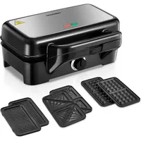 HOUSNAT Waffeleisen Sandwichmaker 3 in 1, 1200W, 5-Gang Temperaturregelung,