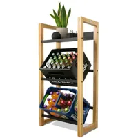 Holz4home Getränkekistenregal 56 x 32 x 112 cm Schwarz