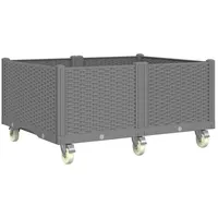 VidaXL Pflanzkasten mit Rollen Hellgrau 100x80x54 cm PP