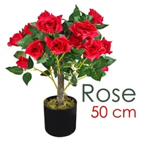 Decovego Rose Rosenstock Rosenbusch Kunstpflanze Künstliche Pflanze mit Blüten