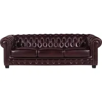 Vente-unique Chesterfield Ledersofa 4-Sitzer - Büffelleder - Rotbraun -