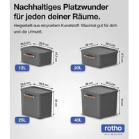 Rotho 4er-Set Aufbewahrungsbox mit Deckel 25l, Kunststoff, anthrazit, 25