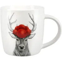 Gilde - 44517 - Kaffeebecher, Hirsch mit Bollenhut, Porzellan,
