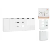 VidaXL 3-tlg. Sideboard-Set Hochglanz-Weiß Holzwerkstoff