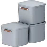 Rotho 3er-Set Aufbewahrungsbox 40L Maloja - Kunststoffbox mit Deckel