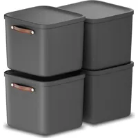 Rotho 4er-Set Aufbewahrungsbox 40L Maloja - Kunststoffbox mit Deckel