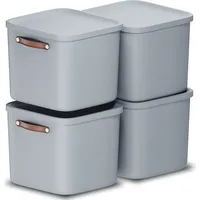 Rotho 4er-Set Aufbewahrungsbox 40L Maloja - Kunststoffbox mit Deckel