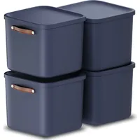 Rotho 4er-Set Aufbewahrungsbox 40L Maloja - Kunststoffbox mit Deckel