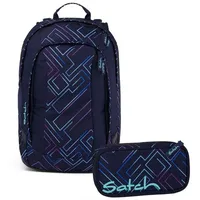 Satch Air Schulrucksack Set 2tlg. inkl. Schlamperbox (Purple Laser)