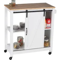 Wenko Küchenwagen Landhaus, stabiler Servierwagen mit 4 Rollen, 3