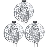 GLOBO Solarlampe silber Terrassenleuchte Reto Außenlampe, LED Steckleuchte Gartendeko