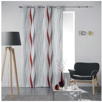 Dynamic24 Retro Flächen Muster Vorhang 140x260 Vorhänge Schal Schlafzimmer