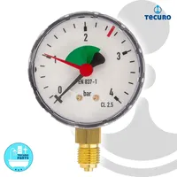 Tecuro Heizungsmanometer 0-4 bar, Ø 63 mm - 1/4