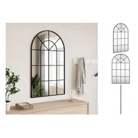 VidaXL Wandspiegel Schwarz 60x100 cm Gewölbt Eisen