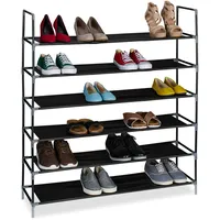 Relaxdays Schuhregal, 6 Ebenen, HBT: 108x100x28 cm, Metall Schuhablage,